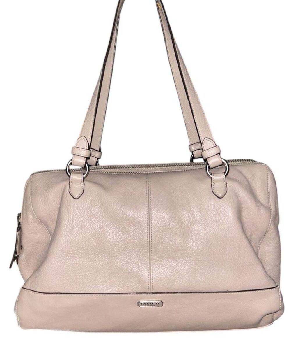 Coach 3 Zip Vermillion Gray Leather Purple Lining Katheryn Satchel Bag F31324